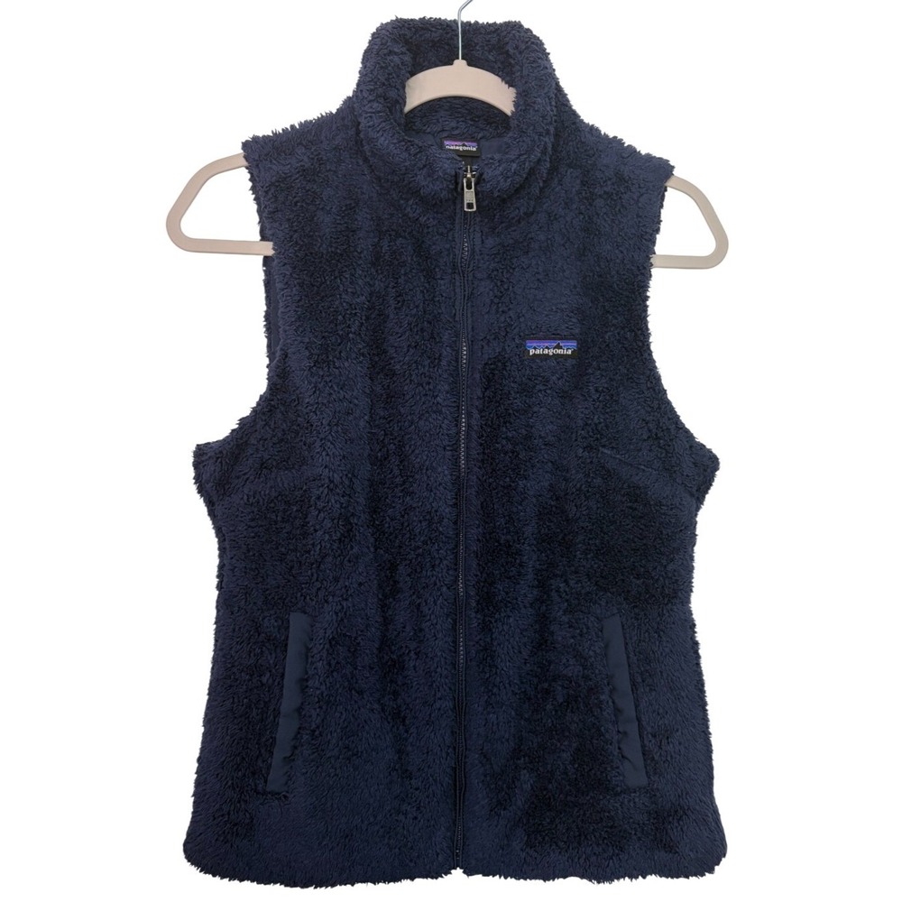 Patagonia Los Gatos Women Vest Jacket M Navy Blue Zip Sherpa Deep Pile 25216